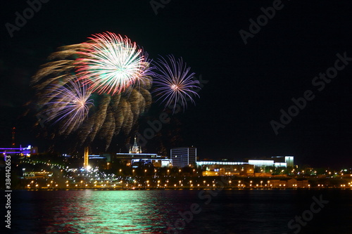 fireworks on the background of the night city © Дмитрий Солодянкин