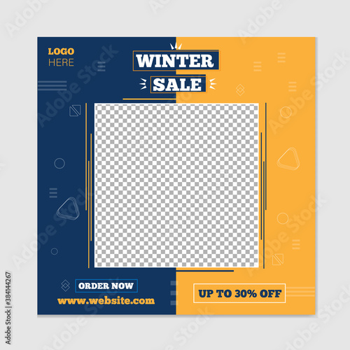 Winter fashion sale social media Instagram post template photo