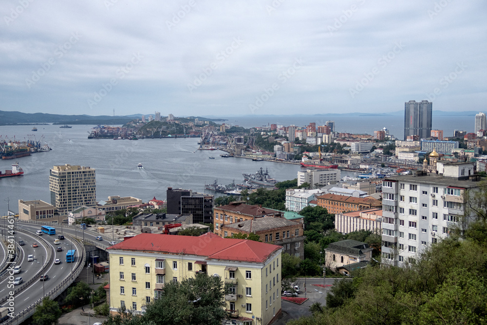 view of the city of Vladivostok. Russia.
Far East of Russia, the city of Vladivostok. Port, sea, ships, islands, bridges.