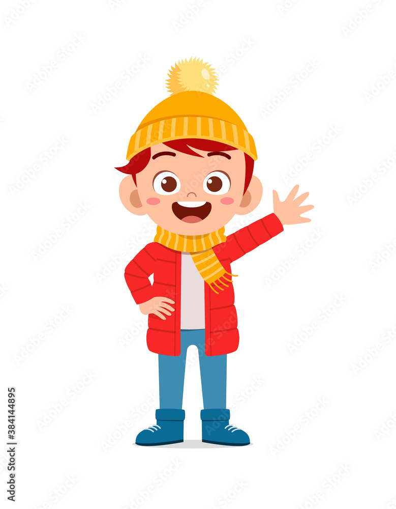 happy cute little kid play and wear jacket in winter season. child smile wearing warm clothes happy cute little kid play and wear jacket in winter season. child smile wearing warm clothes