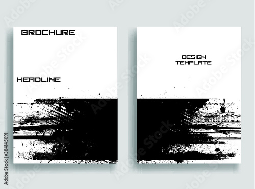 Vintage Set Of Different Grunge Textured Brochures . Black and White Patterns in Grungy Style . Vector