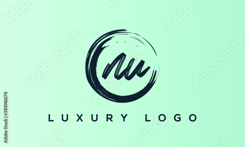 NU logo letter monogram alphabet initial icon vector design.