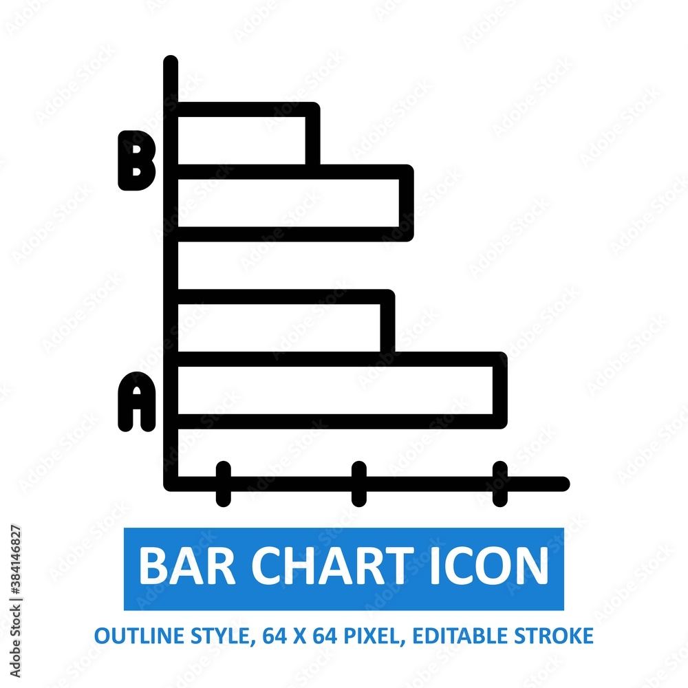 bar chart icon outline style on white background. chart and diagram vector illustration. base 64 x 64 pixels. expanded. bar chart icon outline style on white background. chart and diagram vector illustration. base 64 x 64 pixels. expanded.