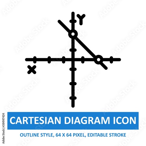 cartesian diagram icon outline style on white background. chart and diagram vector illustration. base 64 x 64 pixels. expanded.