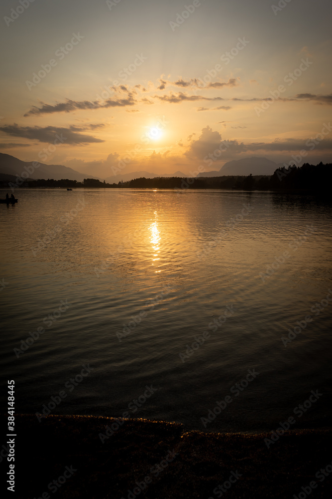 sunset over the lake