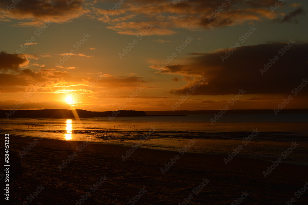 Sunset over the wildlife park and stunning Valdes Peninsula in Argentina Sunset over the wildlife park and stunning Valdes Peninsula in Argentina