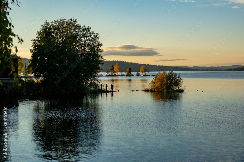 Lake view at autumn in Dalarna, Sweden