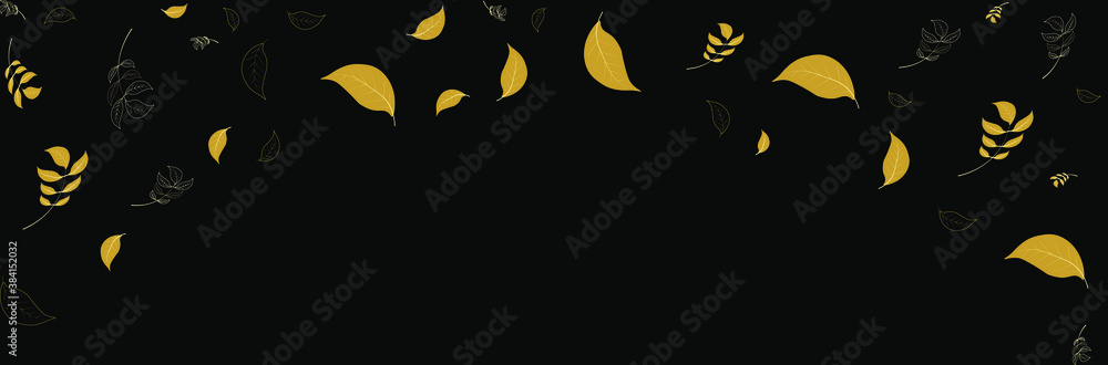 Black background with gold leaves Black background with gold leaves