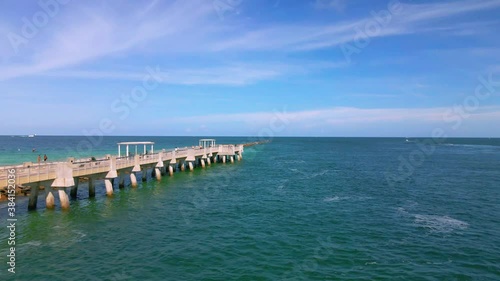 Wallpaper Mural Drone shot around the South Pointe park Pier at the Miami beach, sunny day, Florida, USA - pan, Aerial view Torontodigital.ca