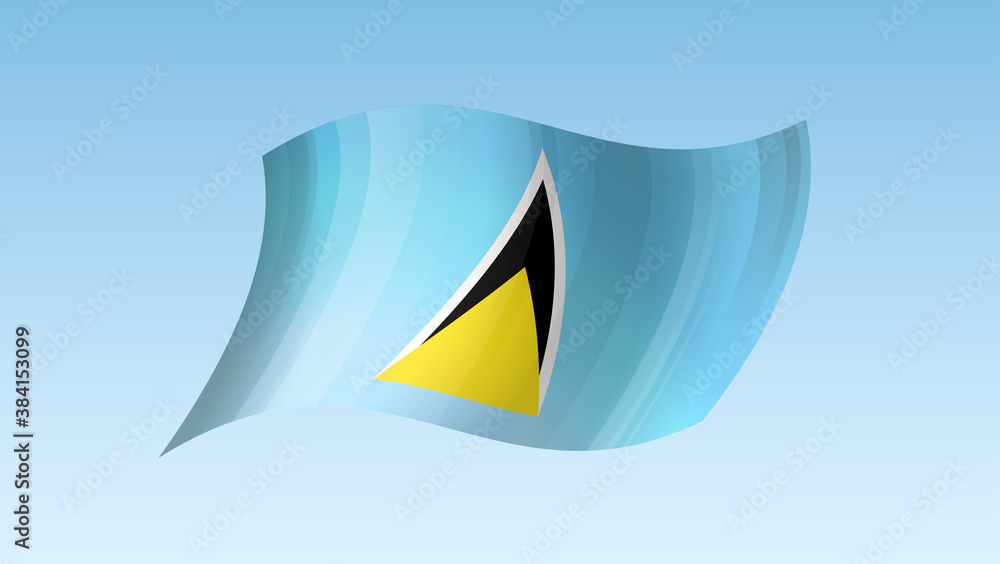 Fototapeta premium Saint Lucia flag state symbol isolated on background national banner. Greeting card National Independence Day of the republic of Saint Lucia. Illustration banner with realistic state flag.
