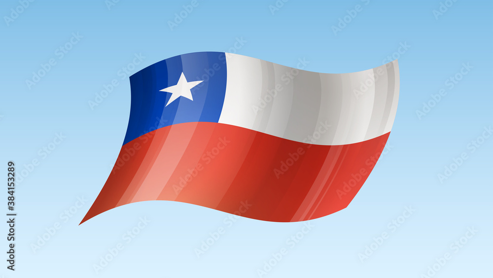 Chile flag state symbol isolated on background national banner. Greeting card National Independence Day of the Republic of Chile. Illustration banner with realistic state flag. Chile flag state symbol isolated on background national banner. Greeting card National Independence Day of the Republic of Chile. Illustration banner with realistic state flag.