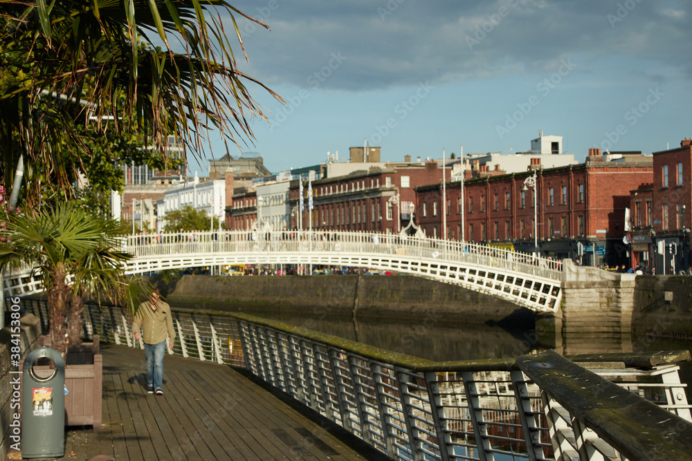The Ha'penny bridge in Dublin City, Ireland