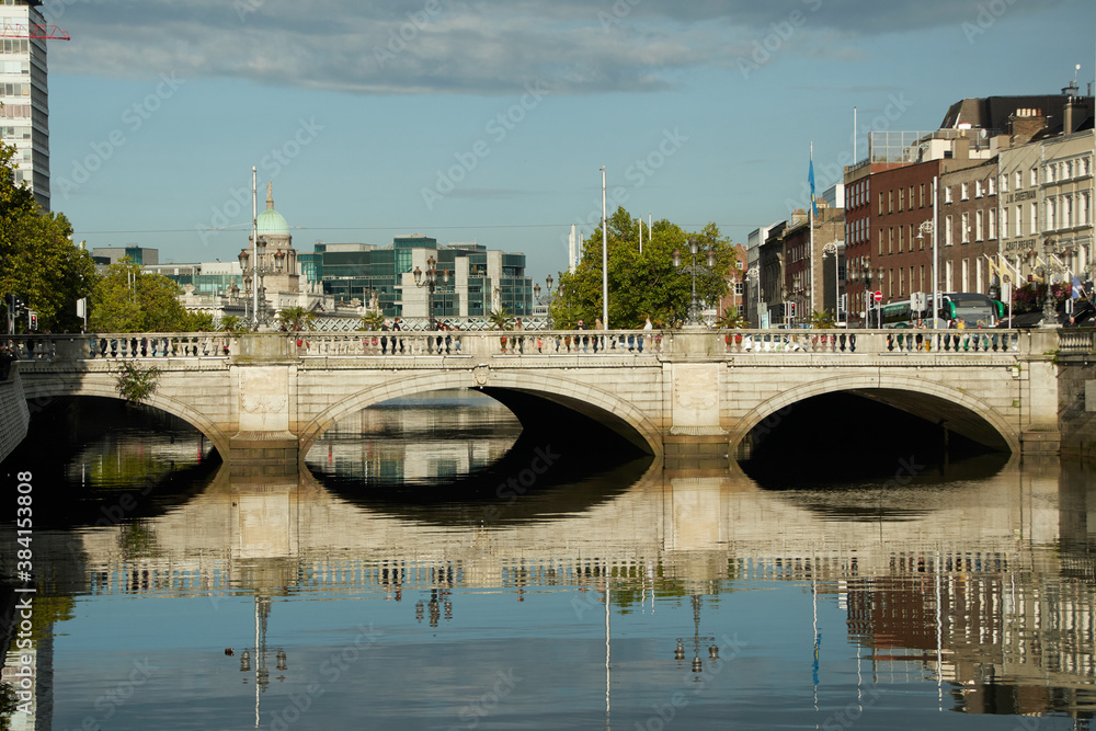 A view along the quays in Dublin City, Ireland