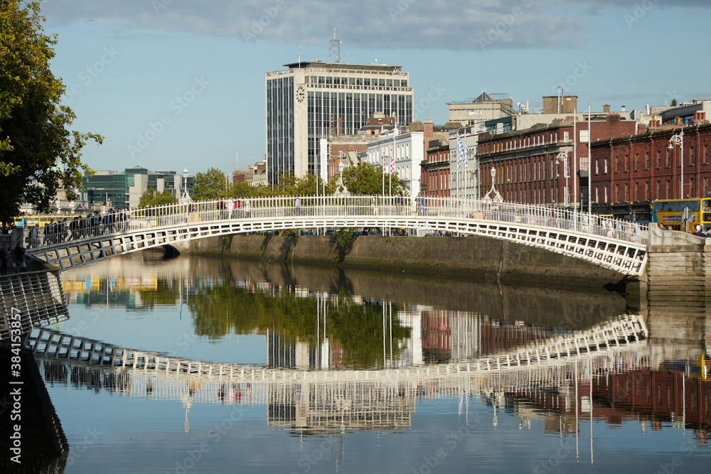 The Ha'penny bridge in Dublin City, Ireland
