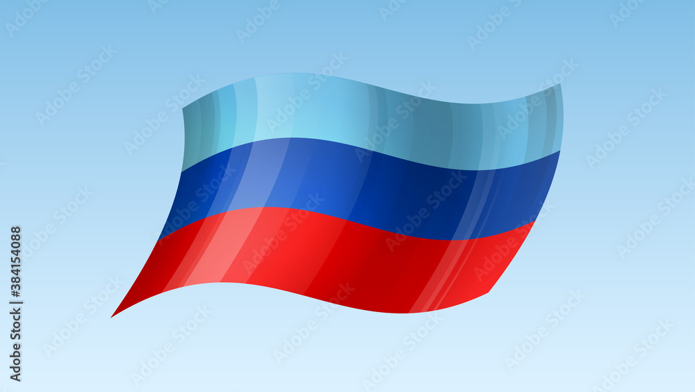 Naklejka premium Luhansk People's Republic flag state symbol isolated on background national banner. Greeting card National Day of the Luhansk People's Republic. Illustration banner with realistic state flag of LPR.