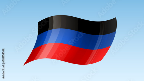 Donetsk People's Republic flag state symbol isolated on background national banner. Greeting card National Day of the Donetsk People's Republic. Illustration banner with realistic state flag of DPR. photo