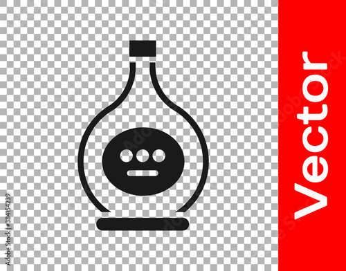 Black Bottle of cognac or brandy icon isolated on transparent background. Vector Illustration.