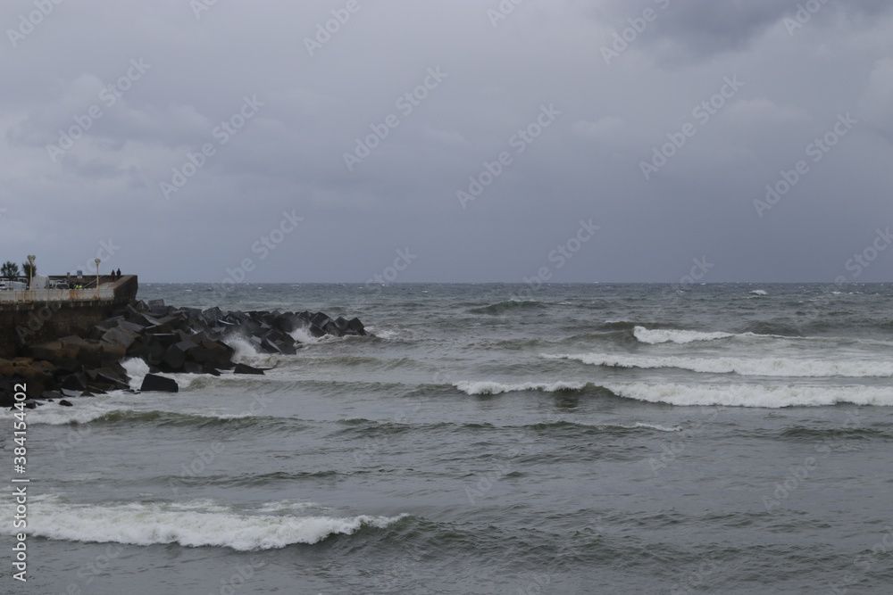 Wave surge on the shore of San Sebastian Wave surge on the shore of San Sebastian