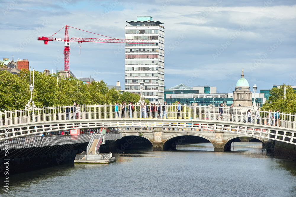 The Ha'penny bridge in Dublin City, Ireland