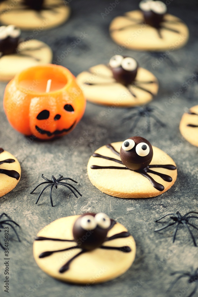Halloween spider cookies cute treats for halloween kids party. Halloween spider cookies cute treats for halloween kids party.