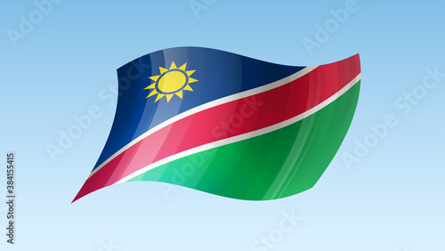 Free Download Namibia flag state symbol isolated on background national banner. Greeting card National Independence Day of the Republic of Namibia. Illustration banner with realistic state flag. - GFXLoad