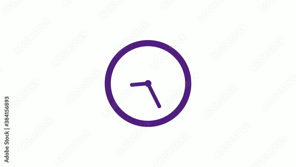 Purple dark circle clock isolated on white background,12 hours clock icon without trick Purple dark circle clock isolated on white background,12 hours clock icon without trick