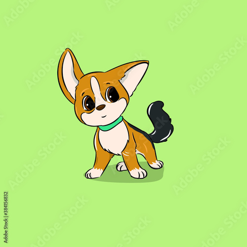 little cute brown dog standing seriously vector