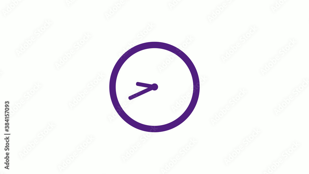 Purple dark circle clock isolated on white background,12 hours clock icon without trick Purple dark circle clock isolated on white background,12 hours clock icon without trick