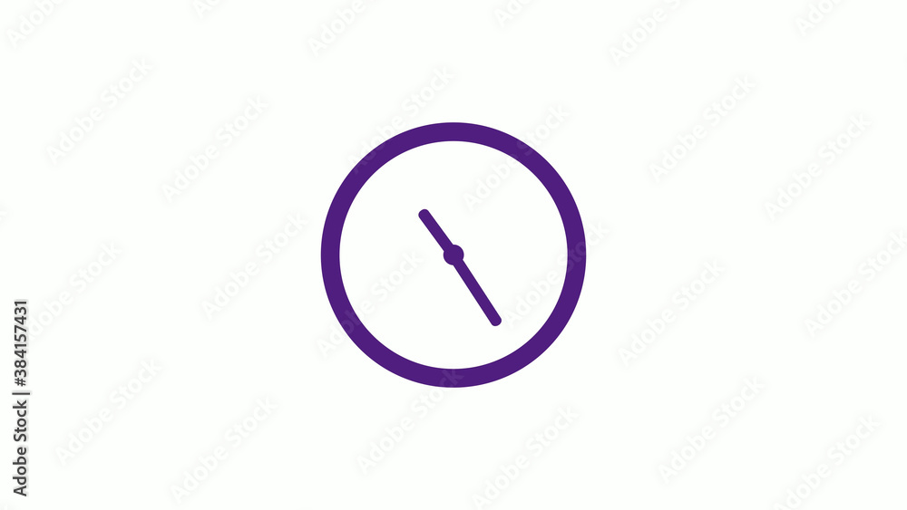 Purple dark circle clock isolated on white background,12 hours clock icon without trick Purple dark circle clock isolated on white background,12 hours clock icon without trick