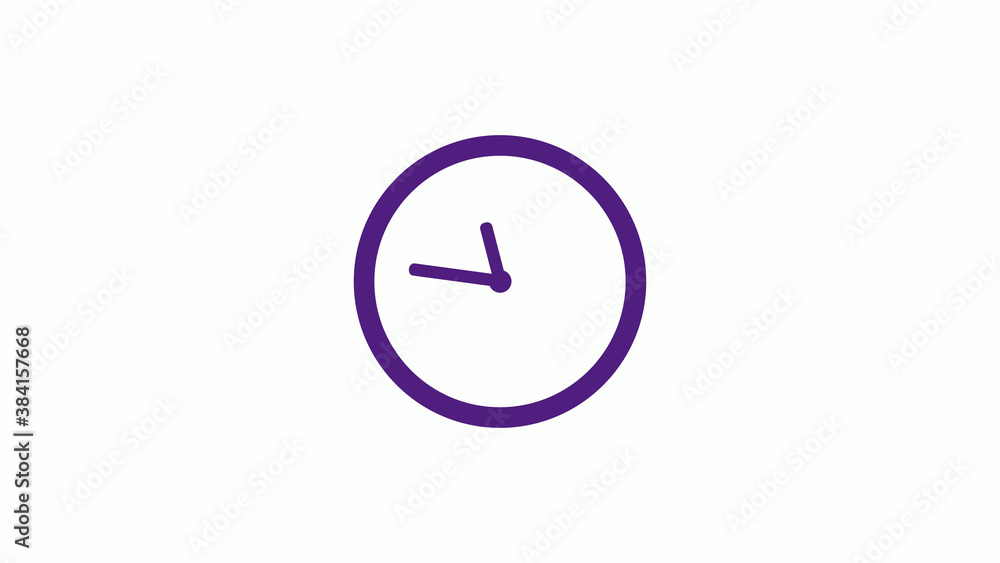 Purple dark circle clock isolated on white background,12 hours clock icon without trick Purple dark circle clock isolated on white background,12 hours clock icon without trick