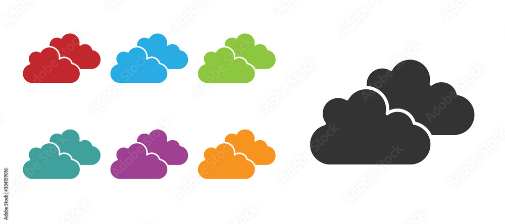 Black Cloud icon isolated on white background. Set icons colorful. Vector. Black Cloud icon isolated on white background. Set icons colorful. Vector.