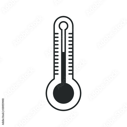 Thermometer vector icon. Temperature measure diagnostic symbol. Thermostat instrument sign. Climate and weather logo. Isolated on white background.