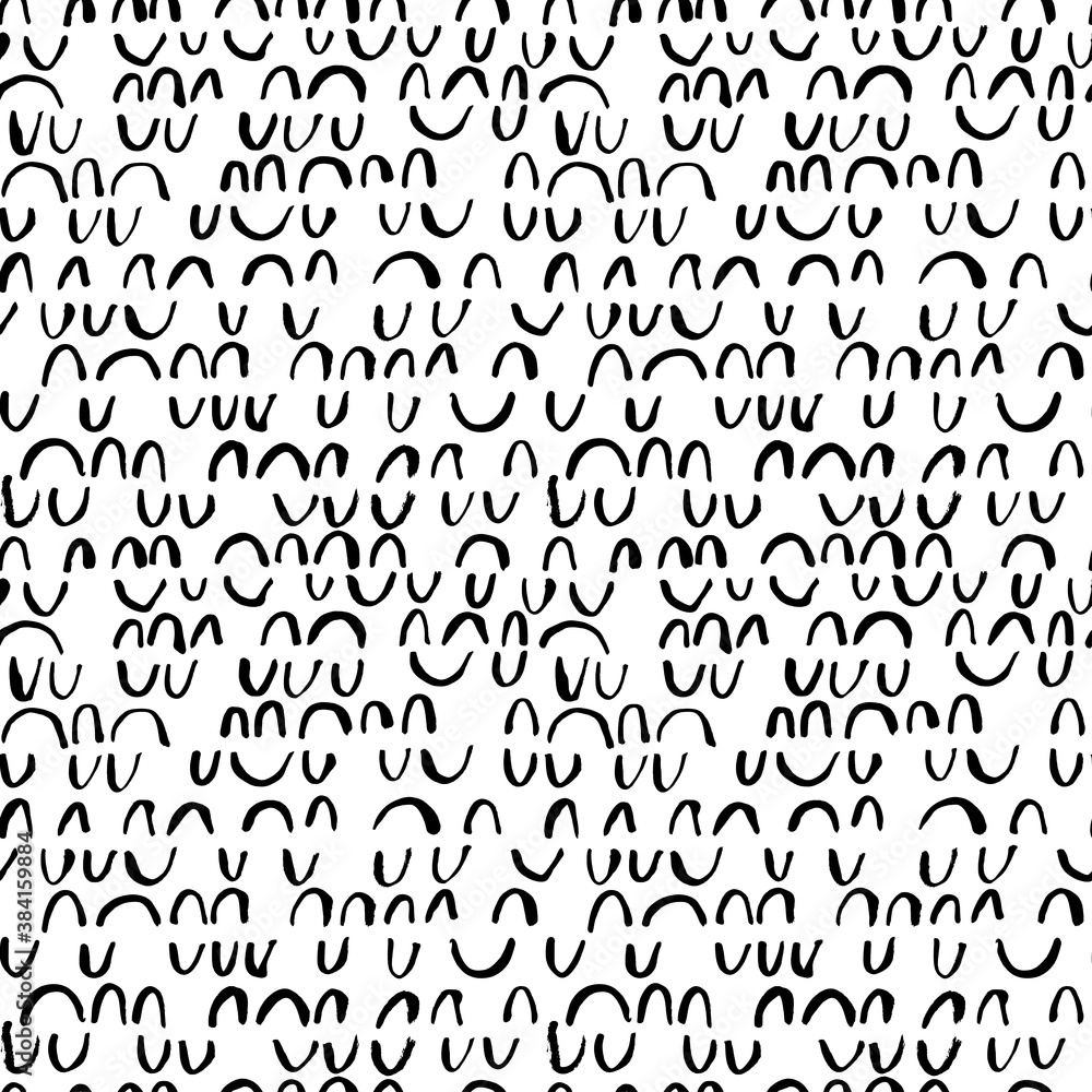 Hand drawn doodle arches vector seamless pattern. Abstract rounded forms, line brushstrokes. Hand painted ink background with half circles, scallops. Art illustration for fashion designs, textile Hand drawn doodle arches vector seamless pattern. Abstract rounded forms, line brushstrokes. Hand painted ink background with half circles, scallops. Art illustration for fashion designs, textile