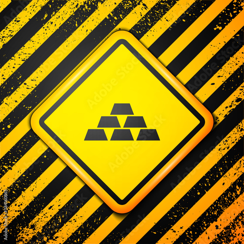 Black Gold bars icon isolated on yellow background. Banking business concept. Warning sign. Vector.