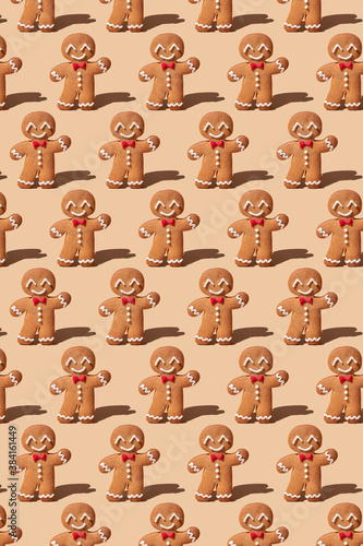 Cute Gingerbread man pattern for Christmas card