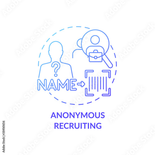 Anonymous recruiting concept icon. Gender diversity implementation tips. Job getting plan. Shadow recruitment tips idea thin line illustration. Vector isolated outline RGB color drawing