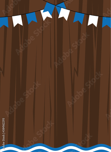 oktoberfest wood background with banner pennant vector design