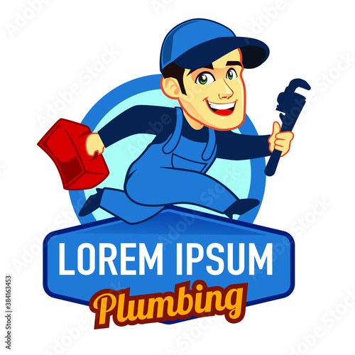 handyman logo mascot cartoon