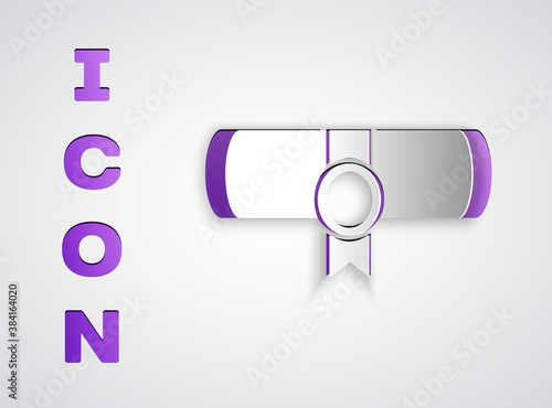 Paper cut Decree, paper, parchment, scroll icon icon isolated on grey background. Paper art style. Vector.