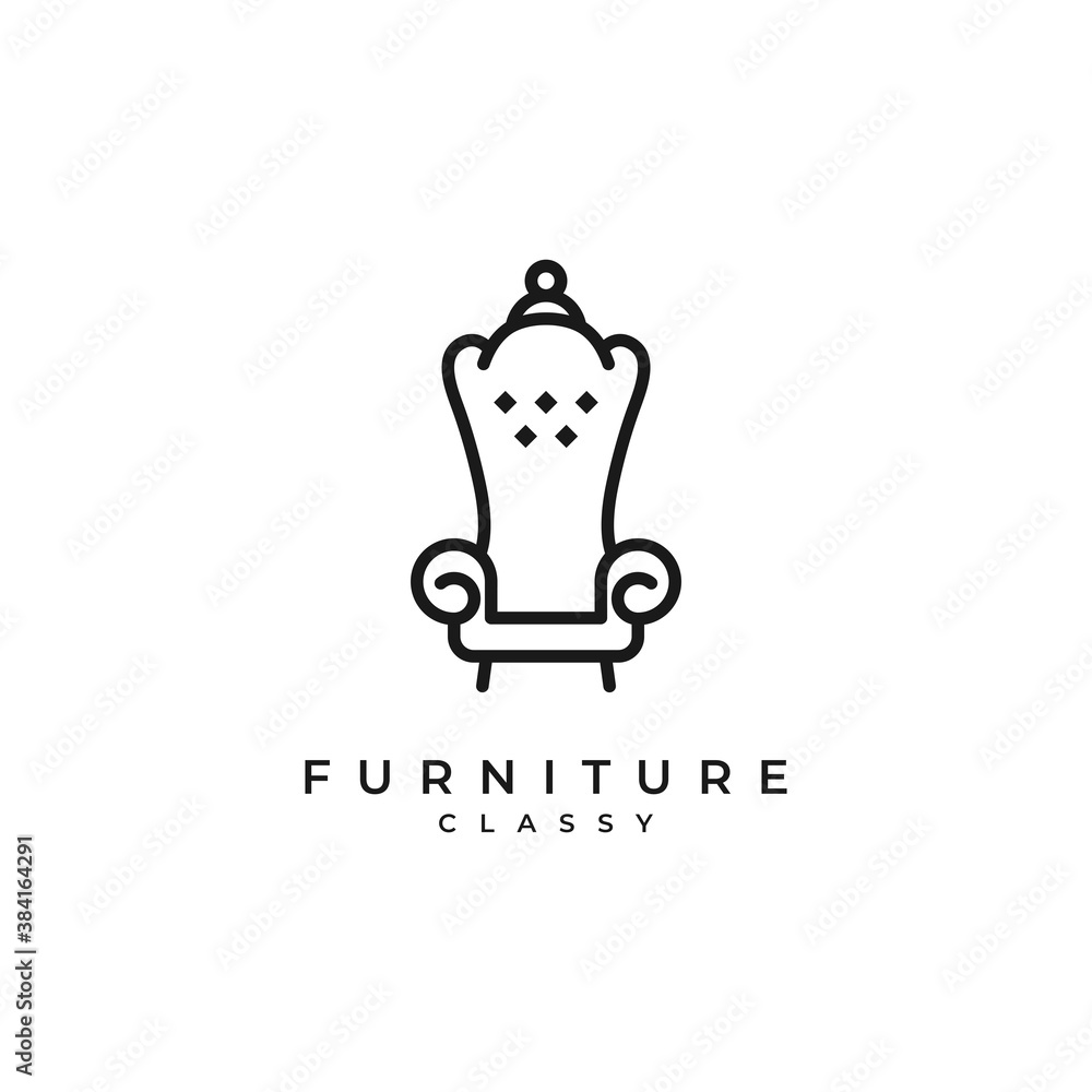 furniture logo design modern simple chairs vector with white background