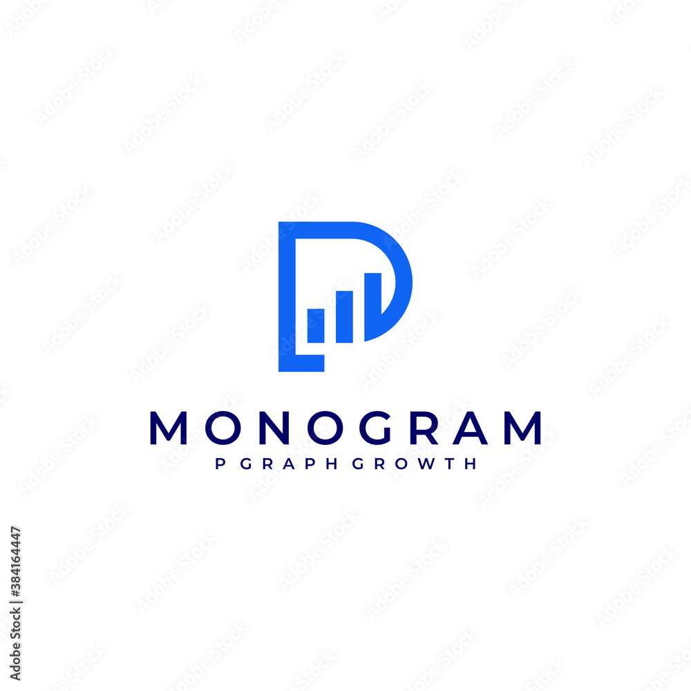 P graph logo design modern simple vector with blue color and white background P graph logo design modern simple vector with blue color and white background