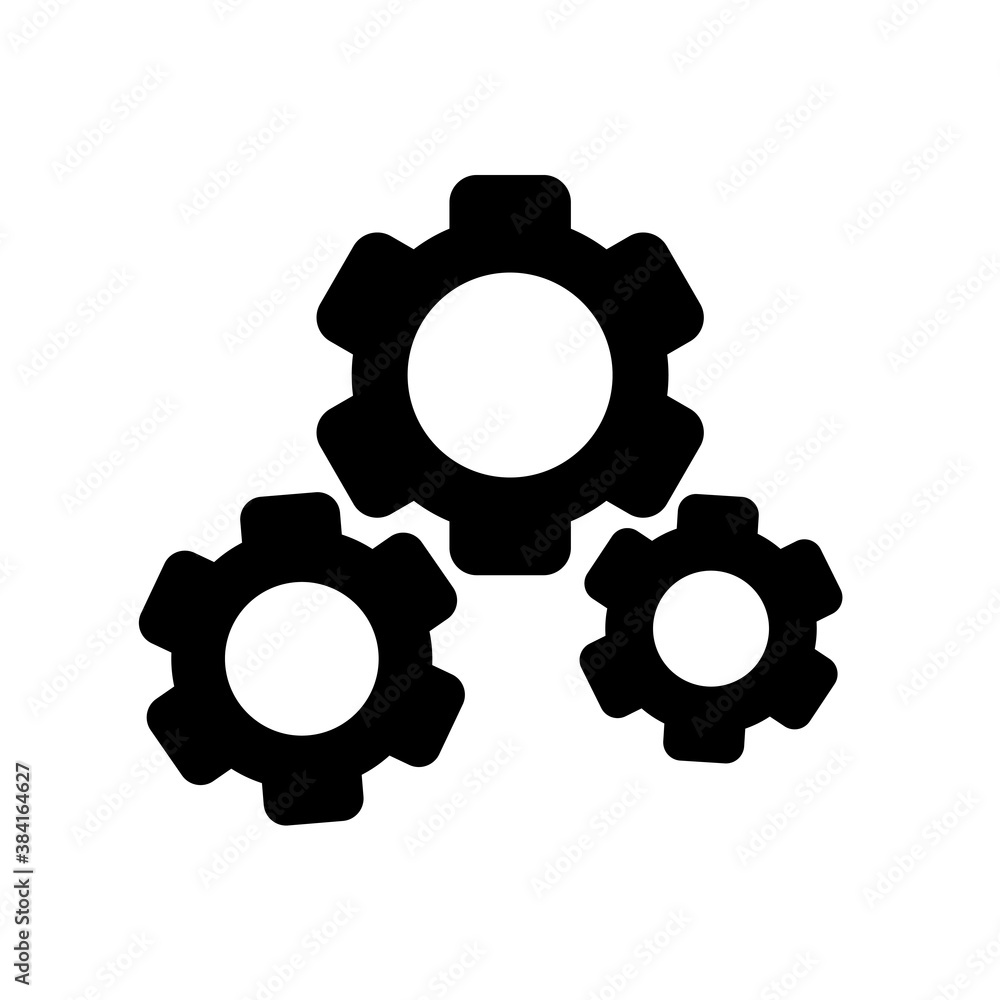 Three gear, simple icon gear icon isolated on white background. Working mechanism. Vector EPS 10