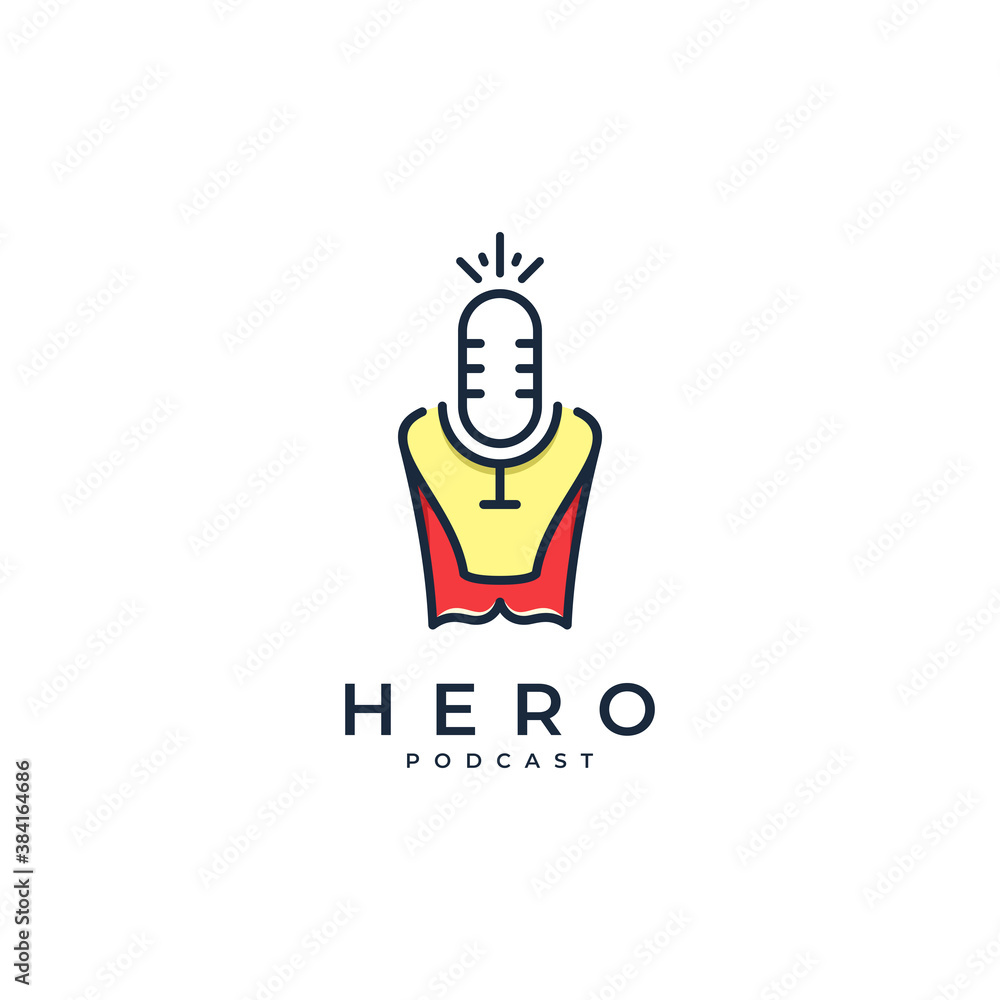 hero podcast logo design modern combinations vector with white background hero podcast logo design modern combinations vector with white background