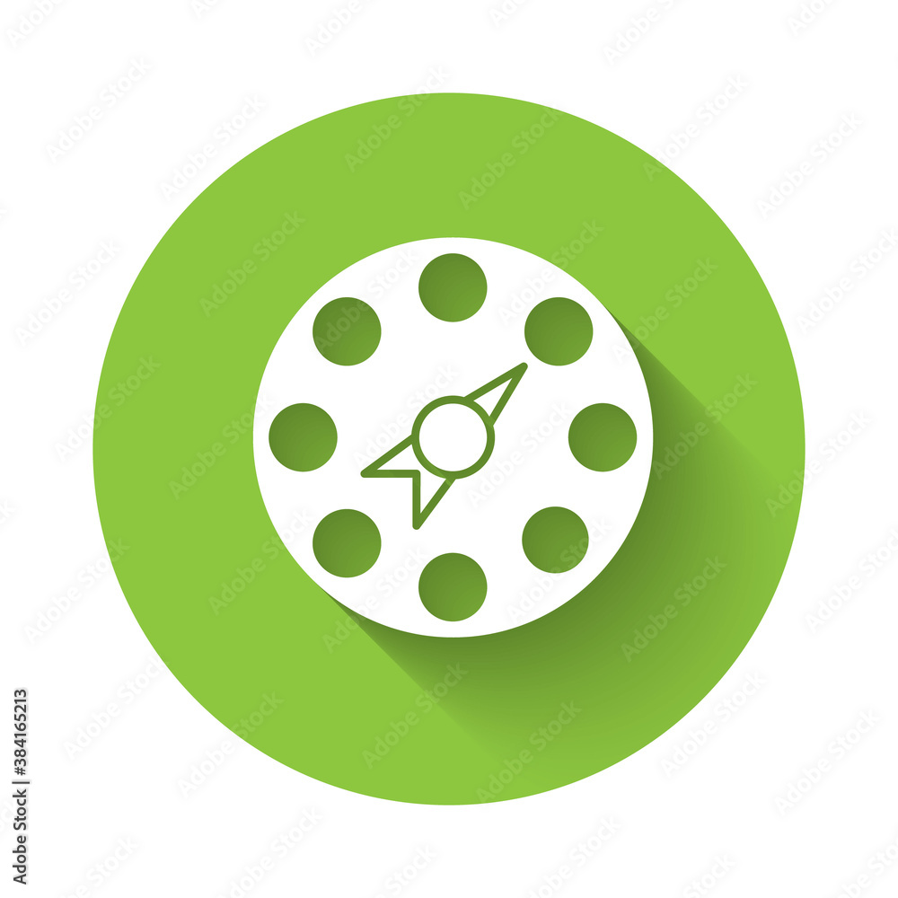 White Twister classic party game icon isolated with long shadow. Green circle button. Vector. White Twister classic party game icon isolated with long shadow. Green circle button. Vector.