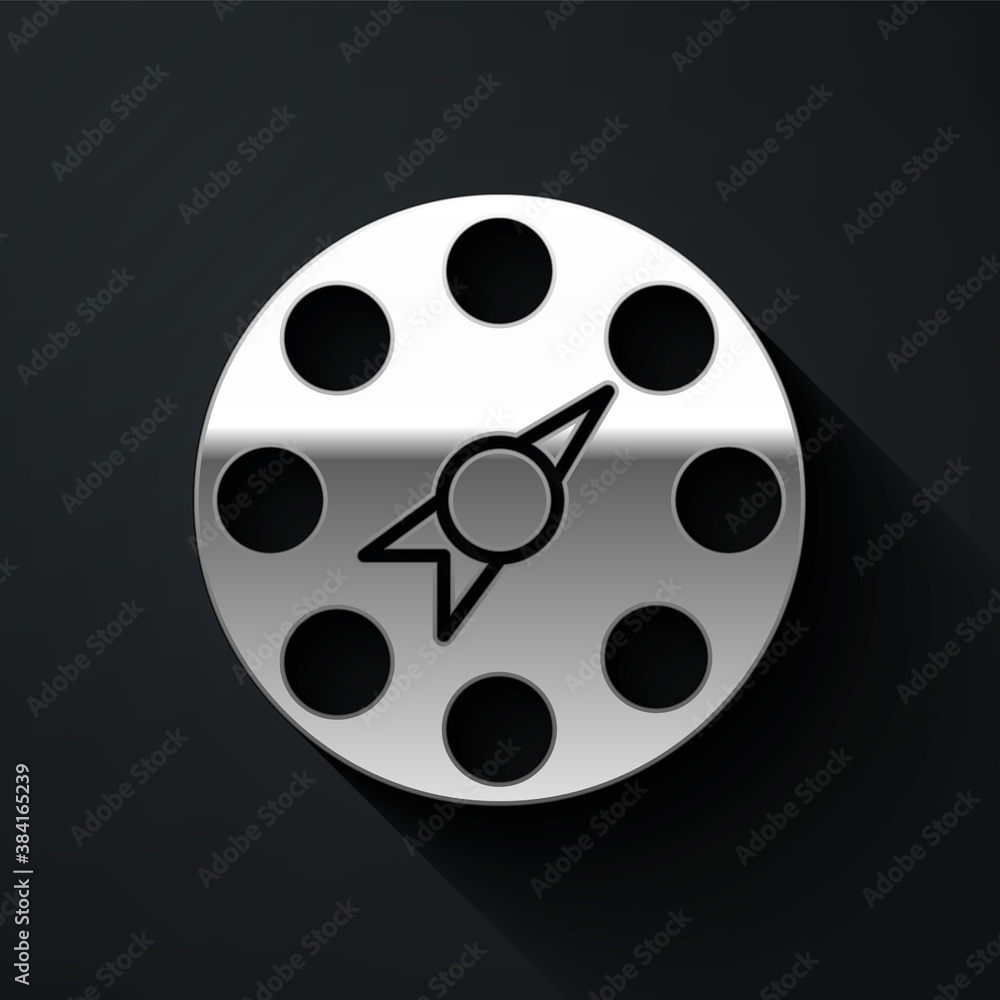 Silver Twister classic party game icon isolated on black background. Long shadow style. Vector. Silver Twister classic party game icon isolated on black background. Long shadow style. Vector.