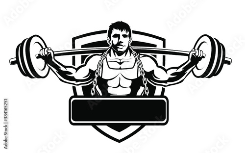 Gym logo cartoon in vector