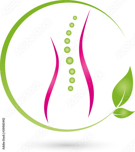 Frau, Blätter, Physiotherapie, Orthopädie, Chiropraktiker, Logo