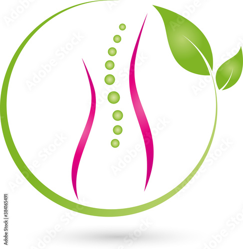 Frau, Blätter, Physiotherapie, Orthopädie, Chiropraktiker, Logo