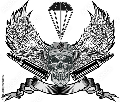 Skull tattoo Combat crossed guns