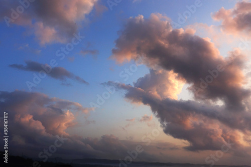 Dramatic sunset clouds. Sky background